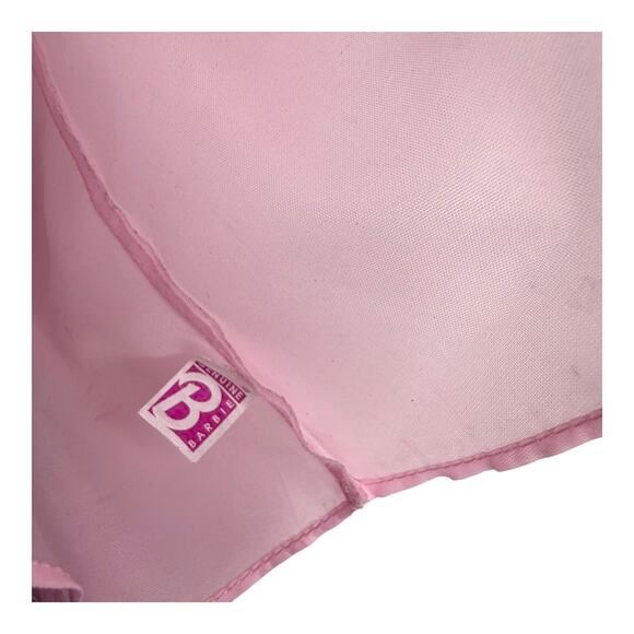 Genuine Barbie Pink Dress Strapless Gown Diagonal Sparkle Bodice Satin Skirt Vtg - Picture 3 of 4